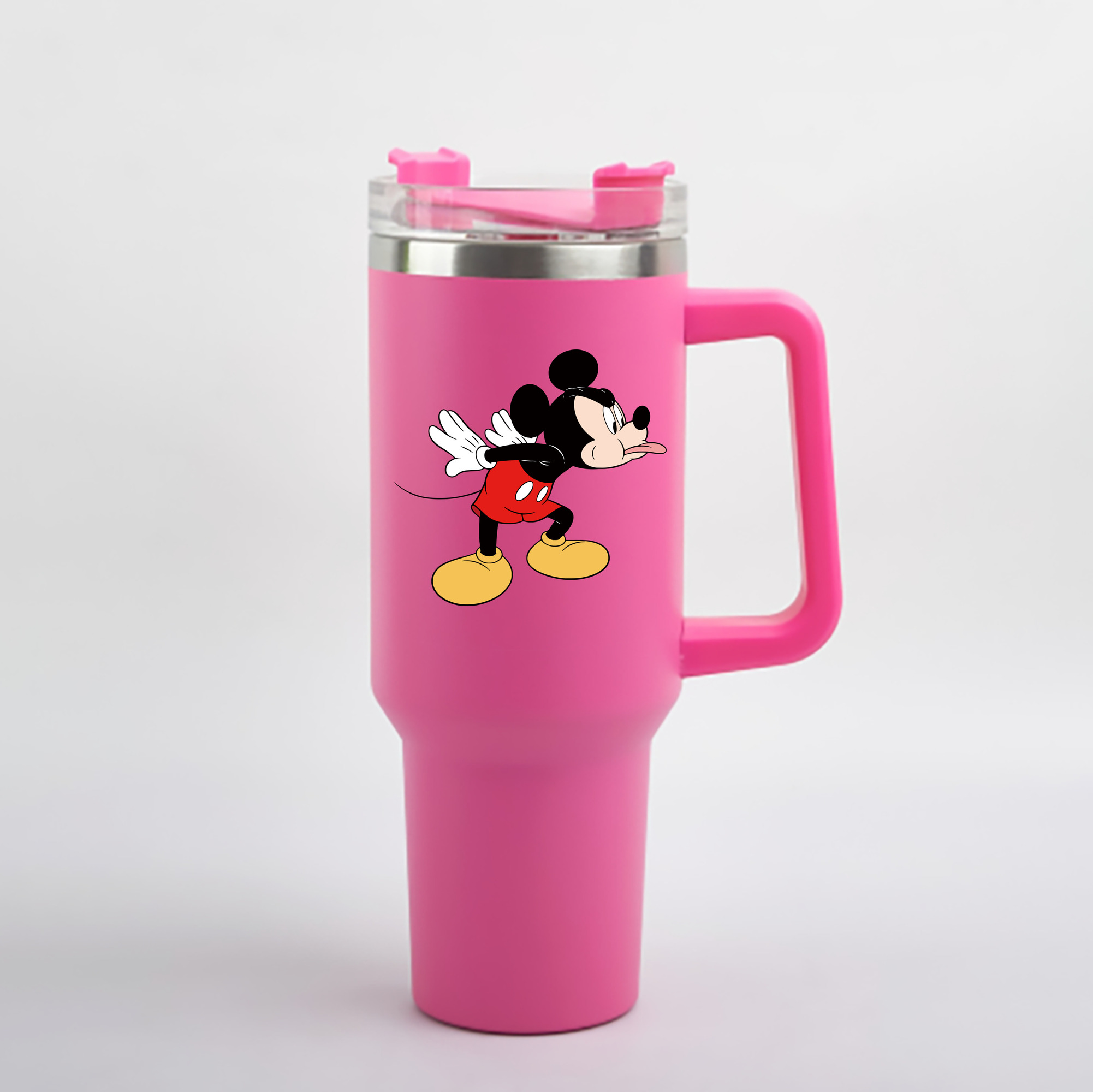 （画像用） ミッキーマウス Mickey Mouse 1200mL車用タンブラー - クリスタルステッカー（プラスチックストロー付き）